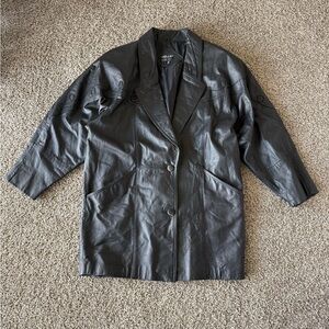 Vintage Pelle Genuine Leather Jacket - Women’s Small - Black w/ Shoulder Pads